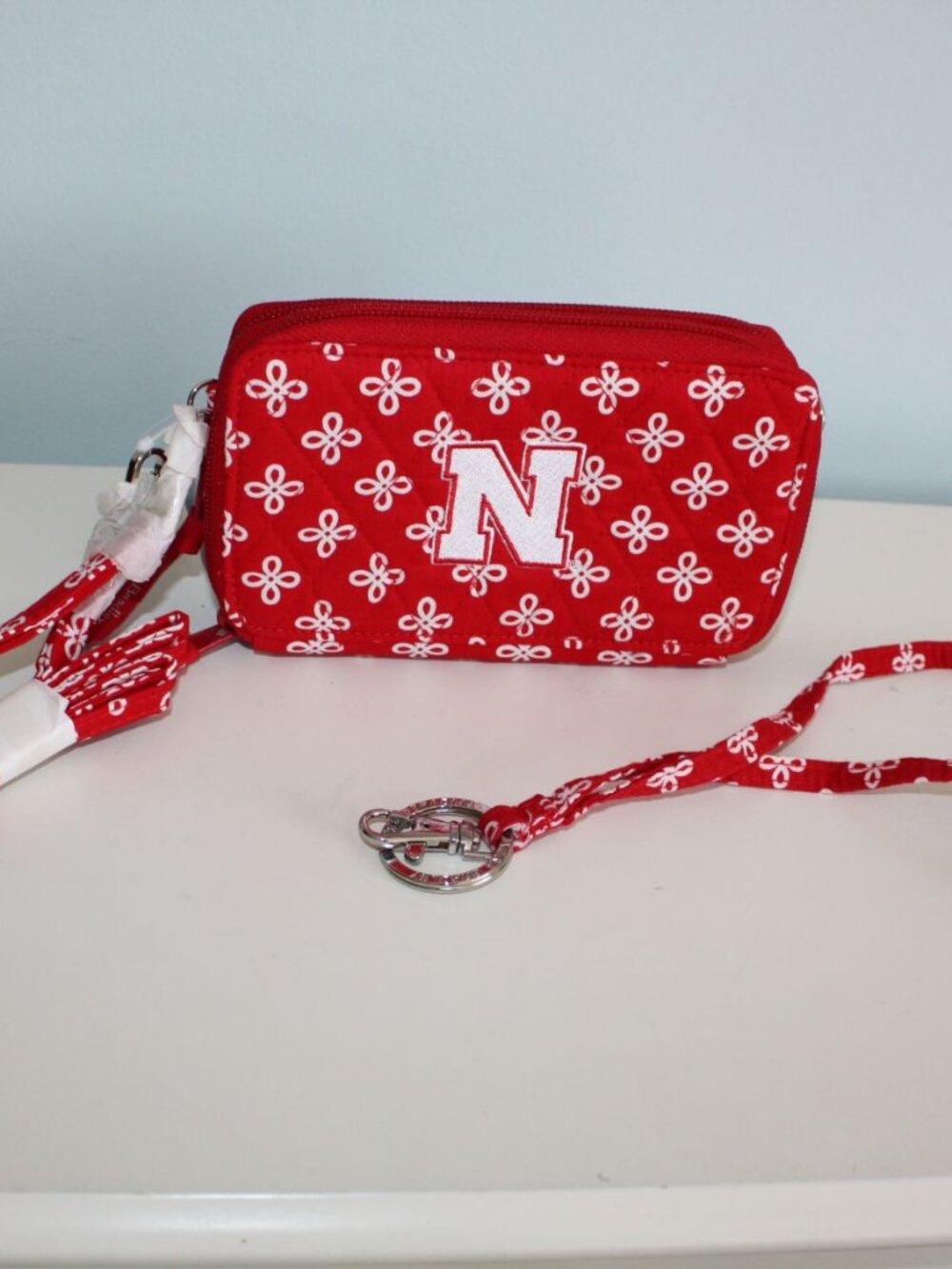 NWT Vera Bradley RFID All in One Crossbody University Of Nebraska & Lanyard